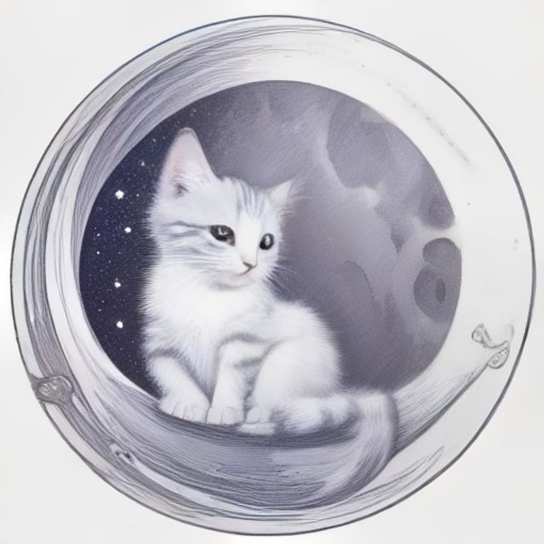 달빛 위 별빛을 낚는 고양이