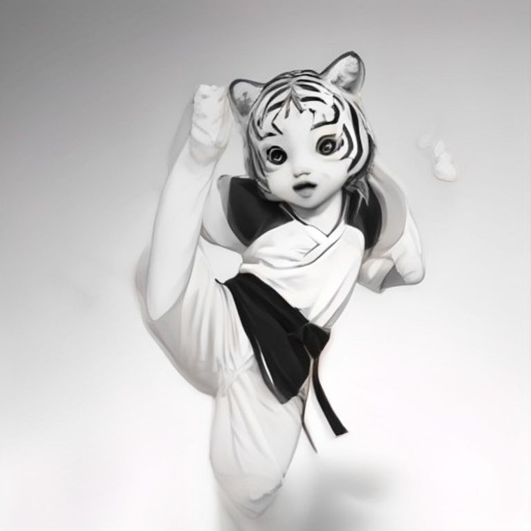태권도 기합 넣는 아기 호랑이