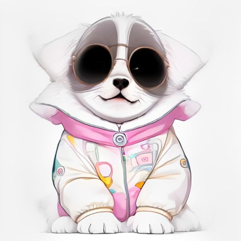 멋쟁이 강아지의 둥근 선글라스와 자켓