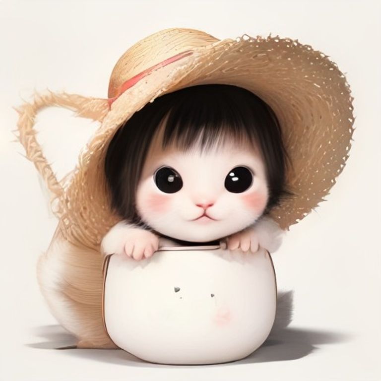 여름 해변 튜브와 무지개 파나마 모자