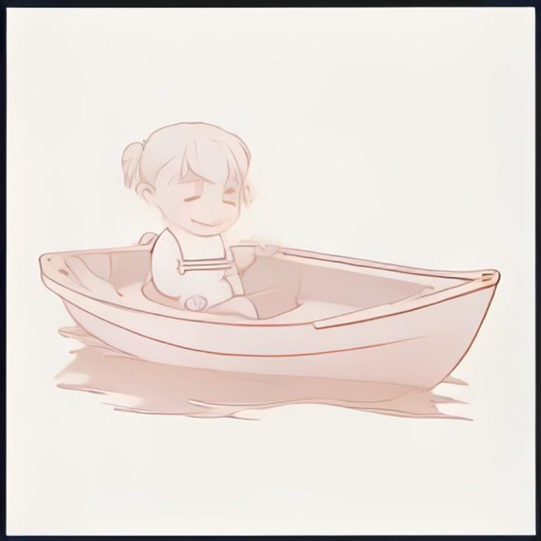 물 위를 가르는 꼬마 카약 보트