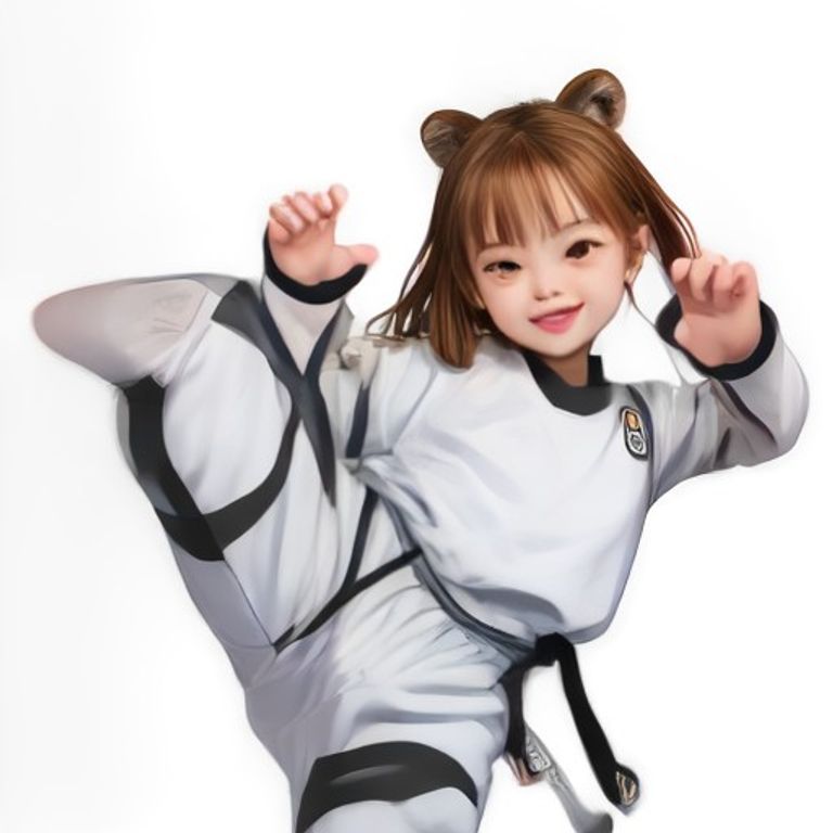 도복 입고 차기 연습하는 아기 태권도