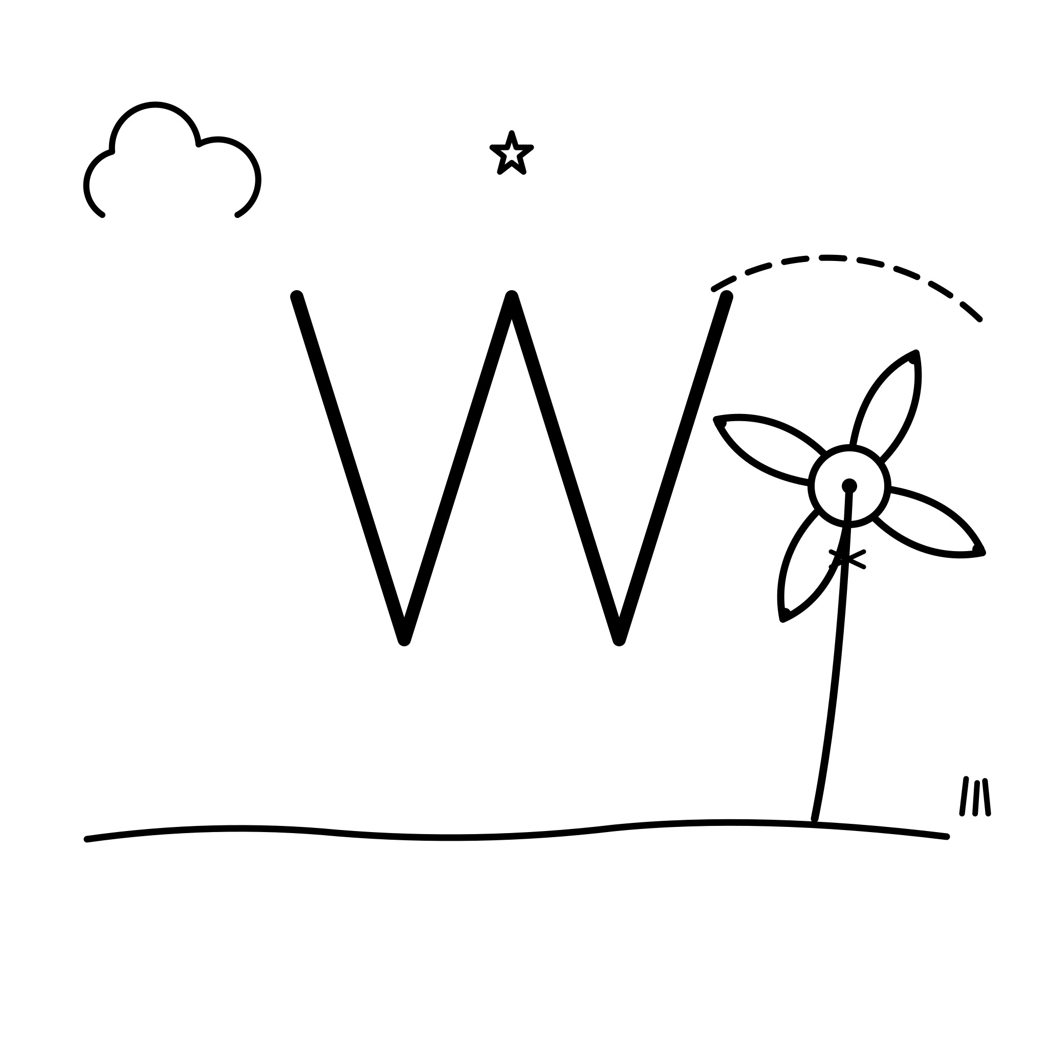 알파벳 w — 바람개비(Windmill pinwheel)
