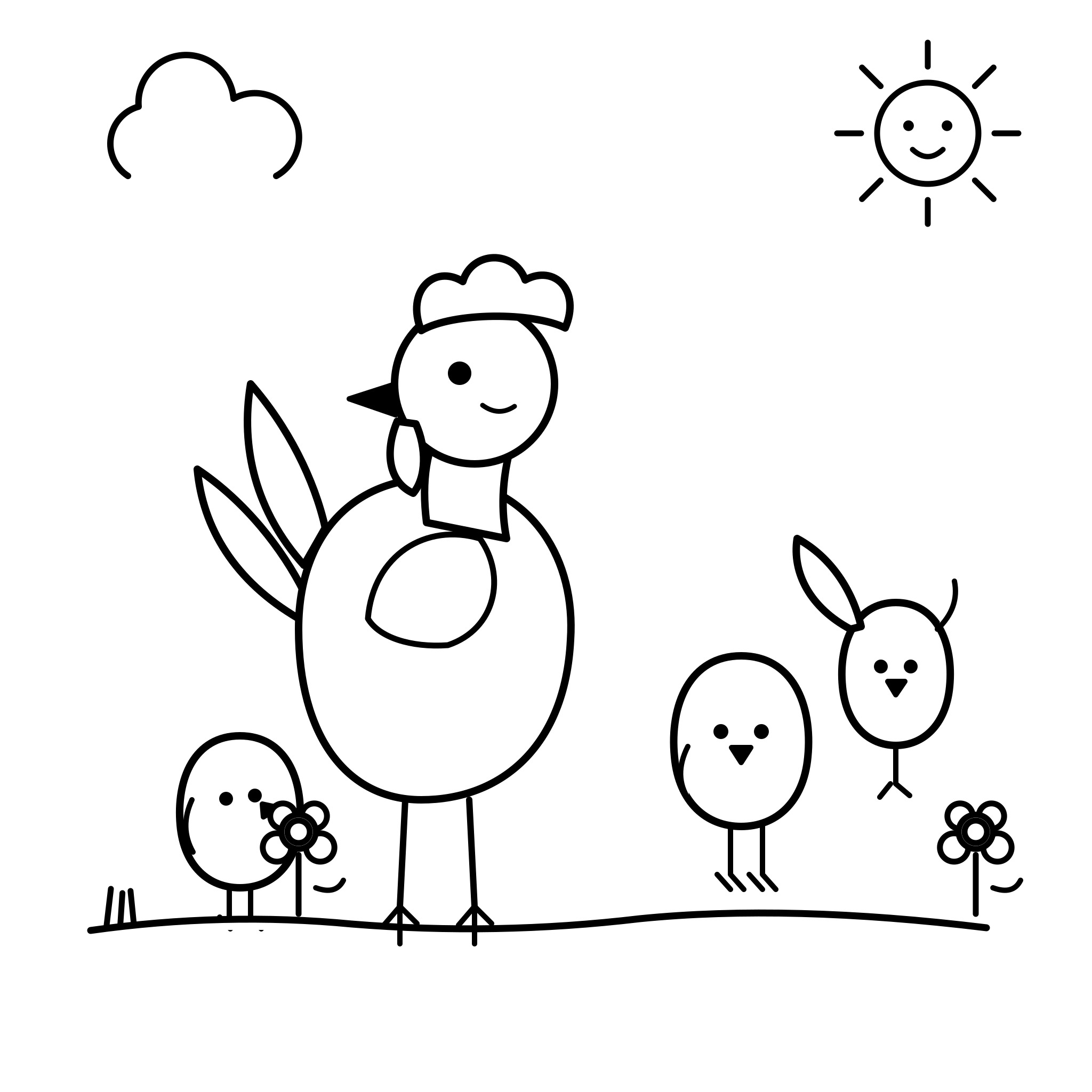 암탉 엄마와 병아리들