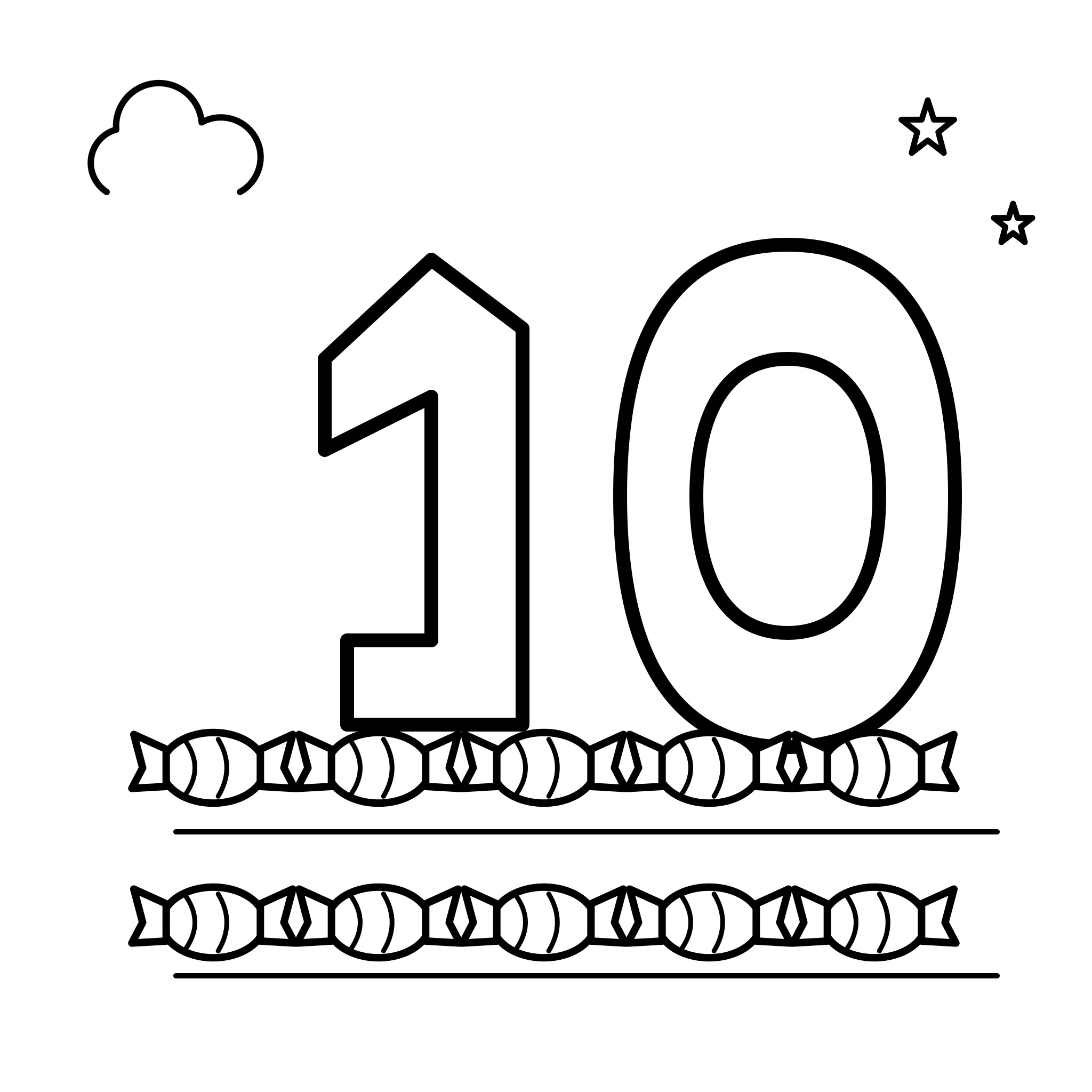 숫자 10 — 사탕 10개