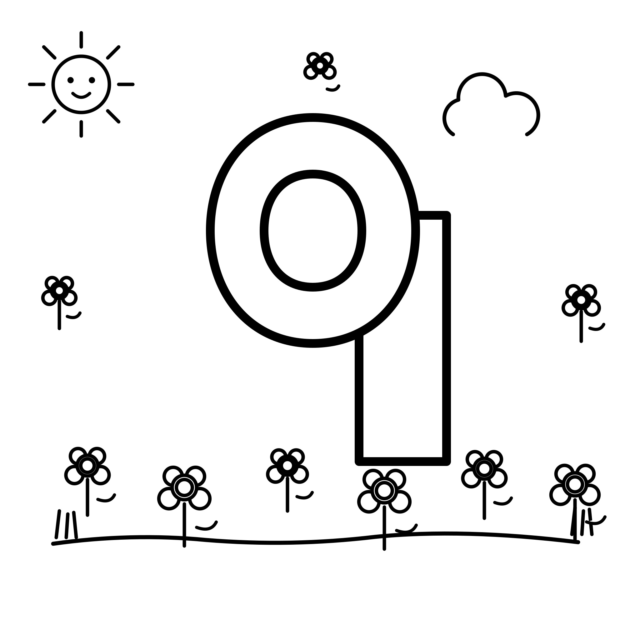 숫자 9 — 꽃 9송이