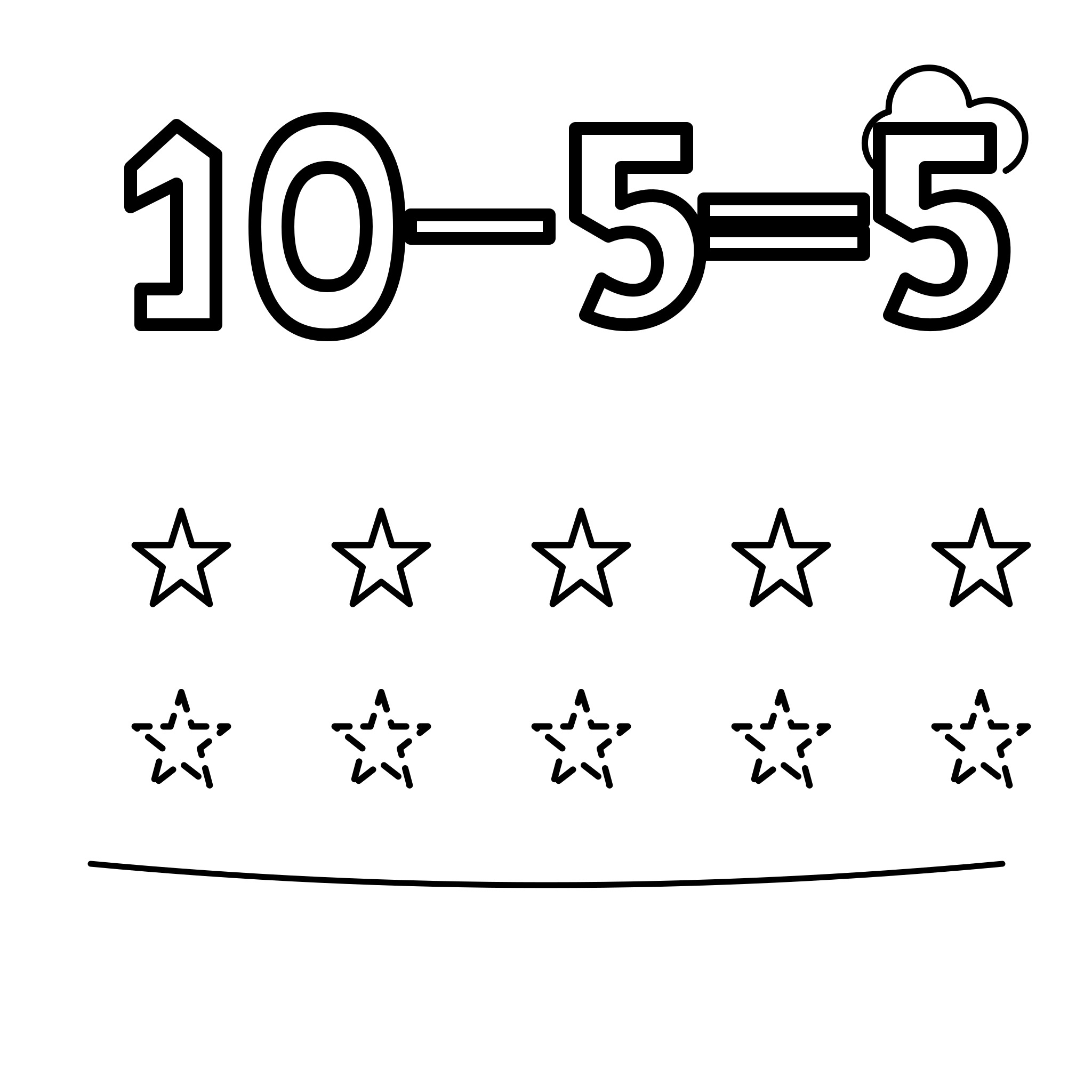 그림 뺄셈 10-5=5 — 별