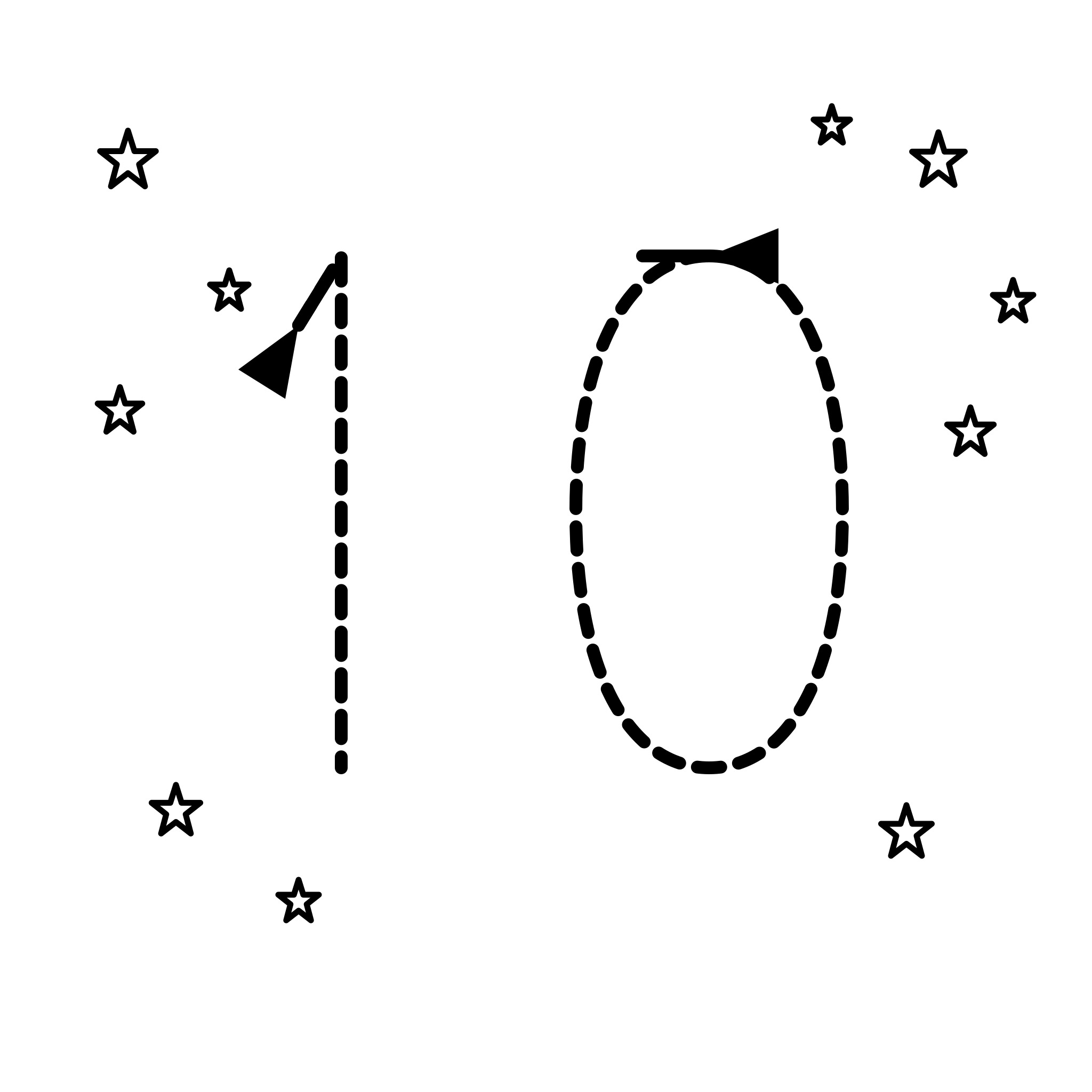 쓰기 연습 10 — 별 열 개