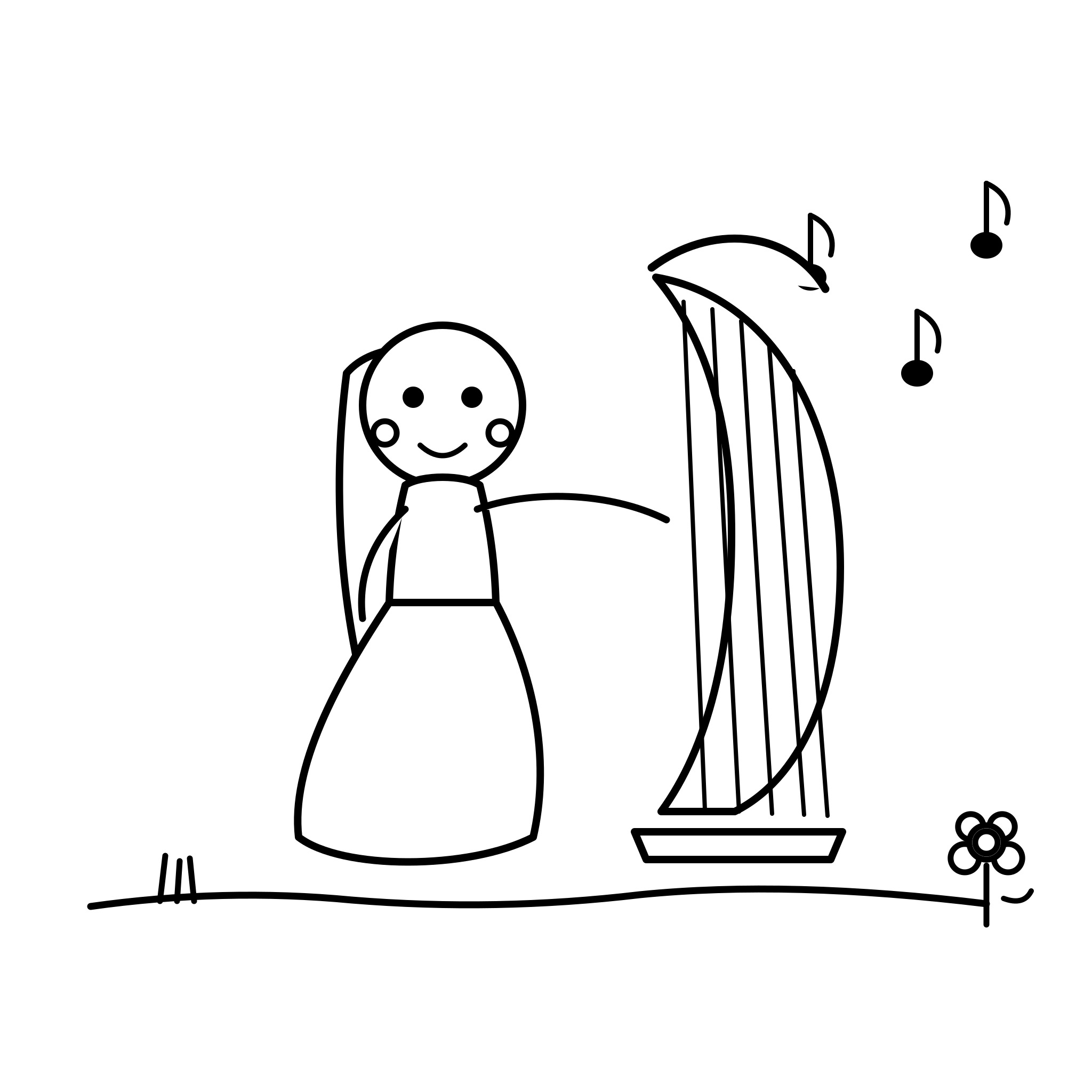 하프 연주하는 공주
