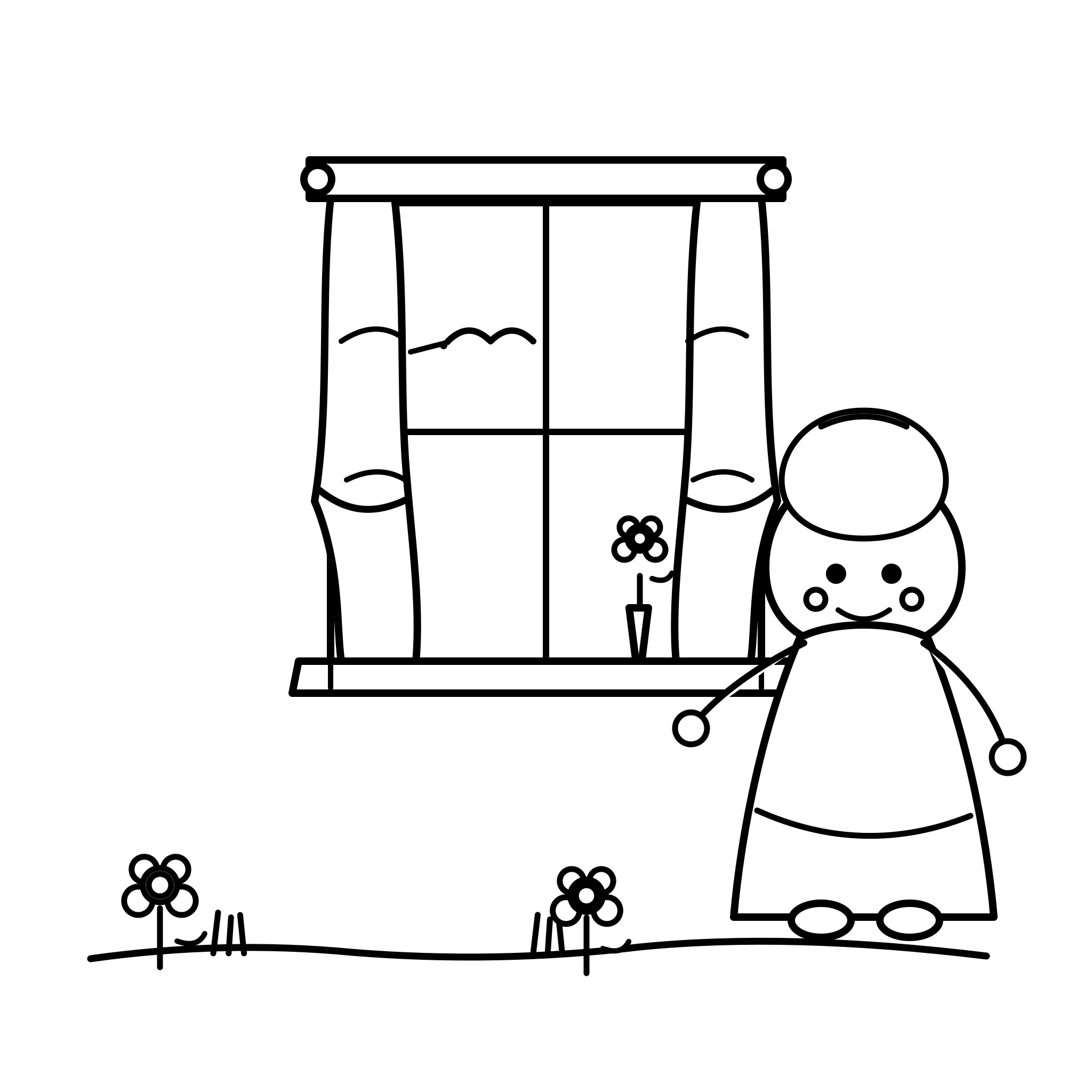 아침 창문 여는 공주