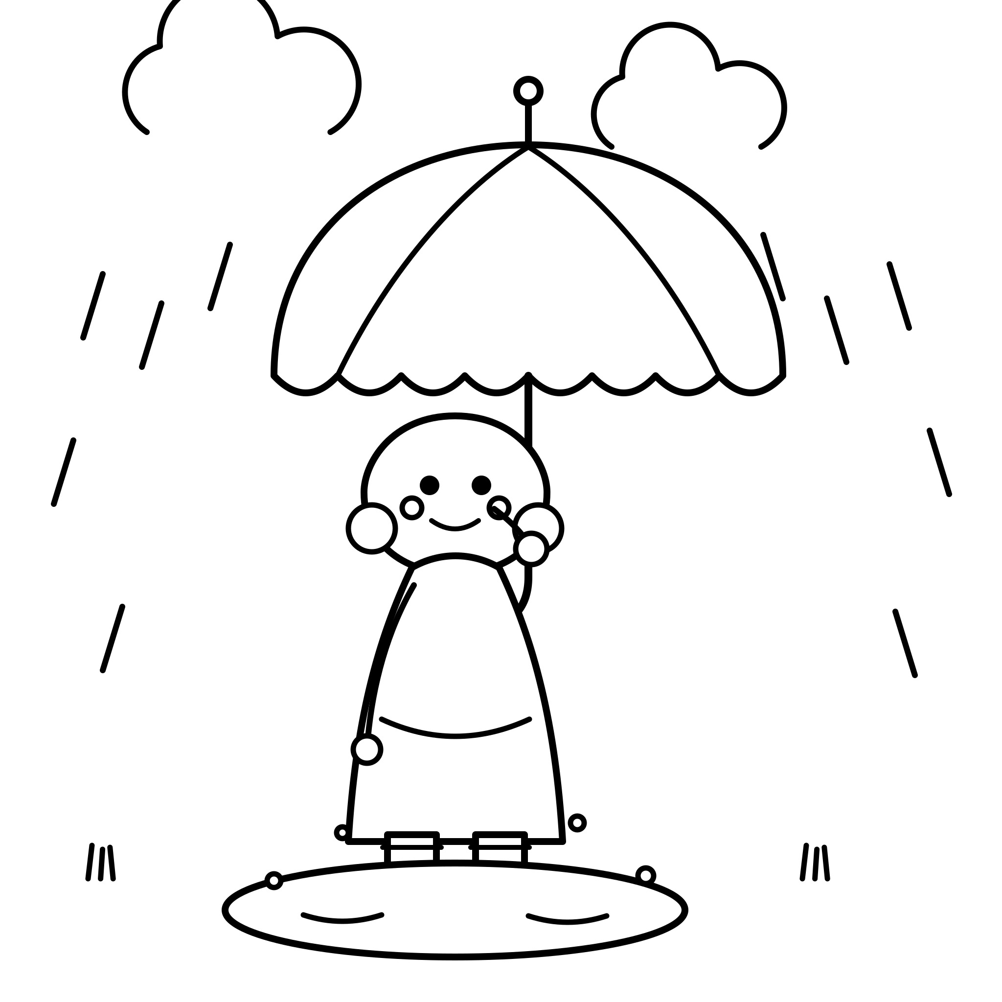 우산 쓴 빗속 공주
