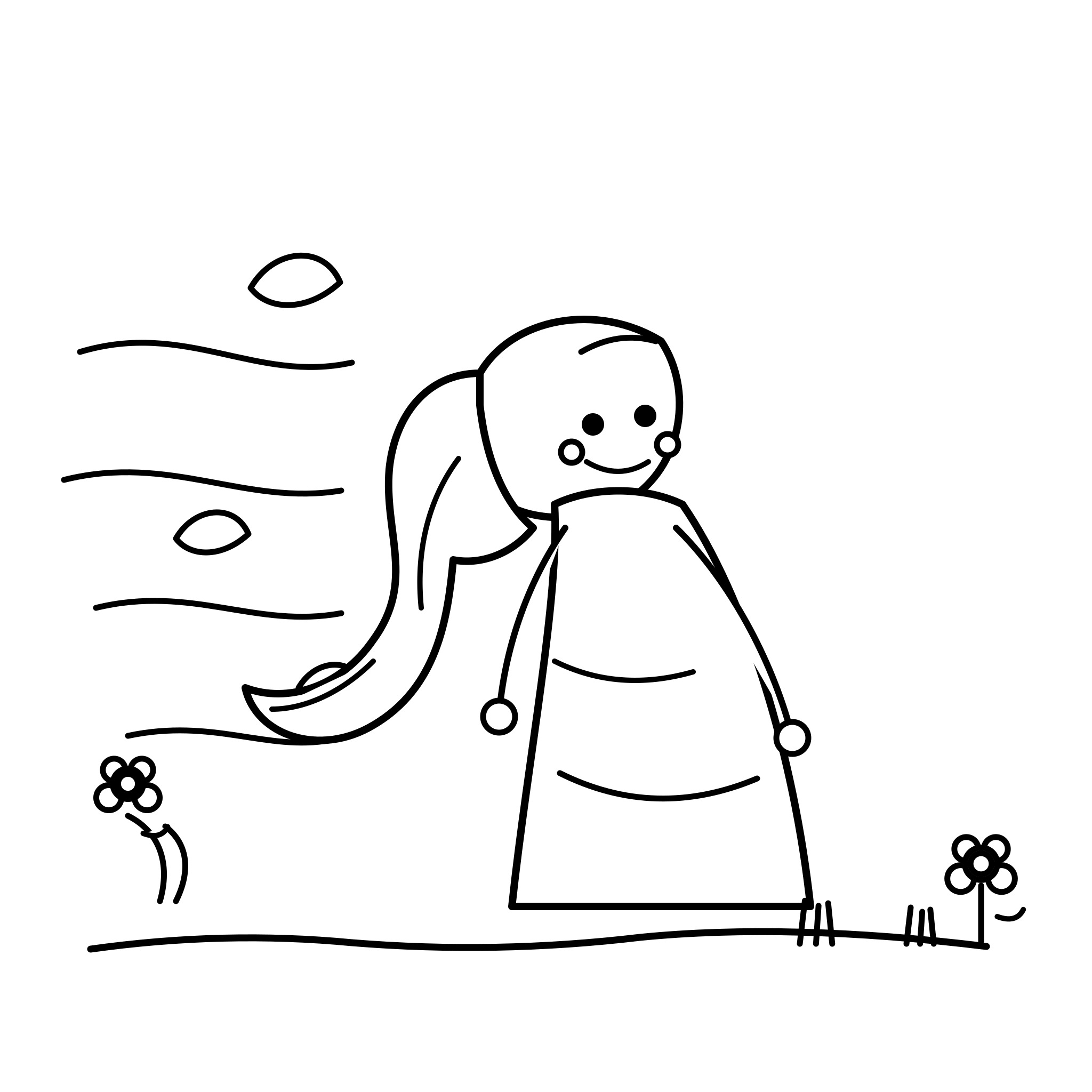 바람에 머리 나부끼는 공주
